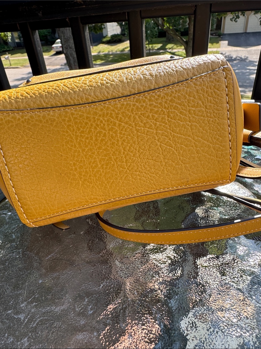 Coach Yellow Mini Leather Top-Handle Backpack - Picture 8 of 16